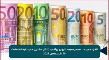 قفزة جديدة.. سعر صرف اليورو يرتفع بشكل مفاجئ مع بداية تعاملات 18 أغسطس 2025